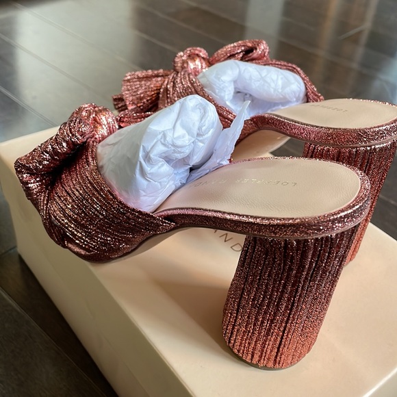 Loeffler Randall Penny Rose Pleated Bow Heel, Size 7 - Picture 5 of 16